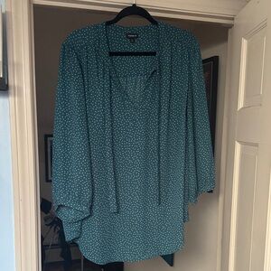 Torrid Teal Dotted Blouse